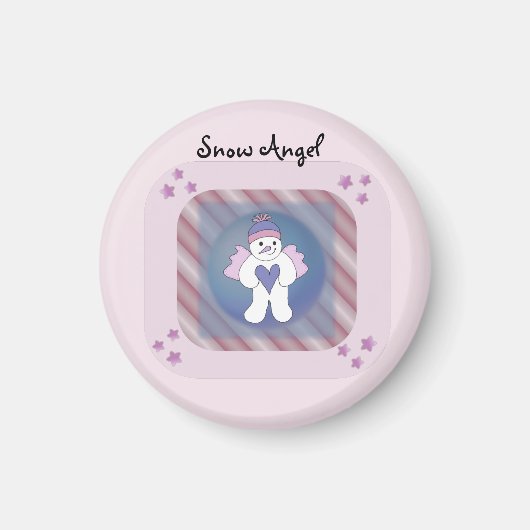 Sneeuwengel Roze Magneet (Voorkant)