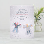 Sneeuwengelen uitnodigingen (Staand voorkant)