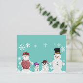 sneeuwfamilie briefkaart (Staand voorkant)