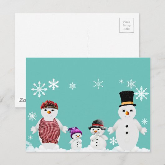 sneeuwfamilie briefkaart (Voorkant / Achterkant)