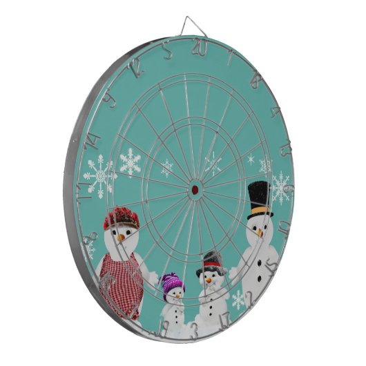 sneeuwfamilie dartbord (Voorkant Links)