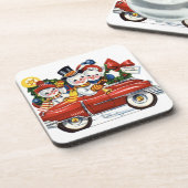 sneeuwfamilie Driving Set kurk Onderzetters (Linkerzijde)