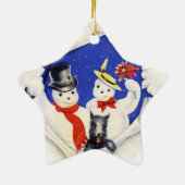 Sneeuwfamilie en kerstversiering met honden keramisch ornament (Achterkant)