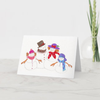 sneeuwfamilie feestdagen kaart