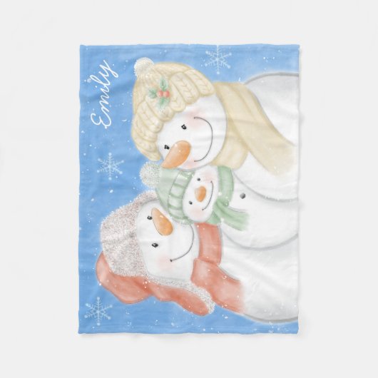 Sneeuwfamilie Fleece Deken (Voorkant)
