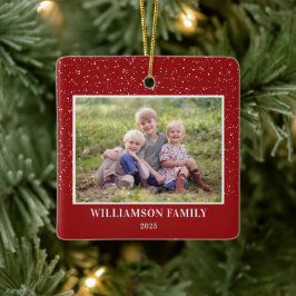 Sneeuwfamilie Foto Keepomwille Red Kerstmis Keramisch Ornament