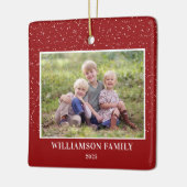 Sneeuwfamilie Foto Keepomwille Red Kerstmis Keramisch Ornament (Links)
