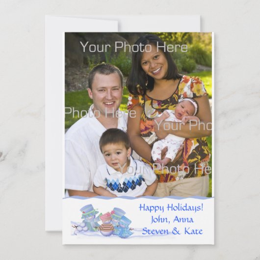 Sneeuwfamilie Fotokaart Feestdagenkaart (Voorkant)