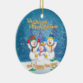 Sneeuwfamilie - Kerstmis en nieuwjaar Keramisch Ornament (Rechts)