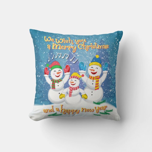 Sneeuwfamilie - Kerstmis en nieuwjaar Kussen (Voorkant)