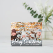 Sneeuwfamilie Merry kerstry Feestdagenkaart (Staand voorkant)