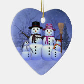 Sneeuwfamilie met 2 jongens keramisch ornament (Rechts)