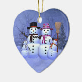 Sneeuwfamilie met 2 jongens keramisch ornament (Links)