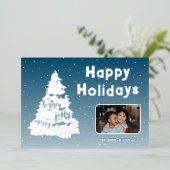 Sneeuwfamilie met kerstbomen - Silver Folie Feestdagenkaart (Staand Voorkant)