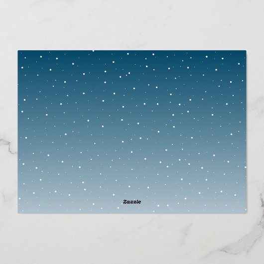 Sneeuwfamilie met kerstbomen - Silver Folie Feestdagenkaart (Achterkant)