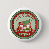 Sneeuwfamilie met prettige kerst ronde button 5,7 cm (Voorkant)