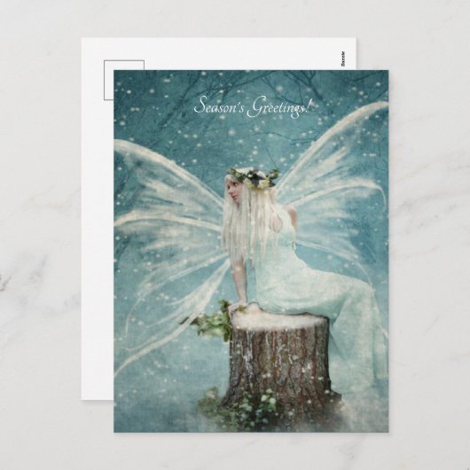 sneeuwfee feestdagenkaart (Voorkant / Achterkant)