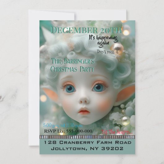 Sneeuwfee Jaarlijks Kerstfeest Uitnodigen Kaart (Voorkant)