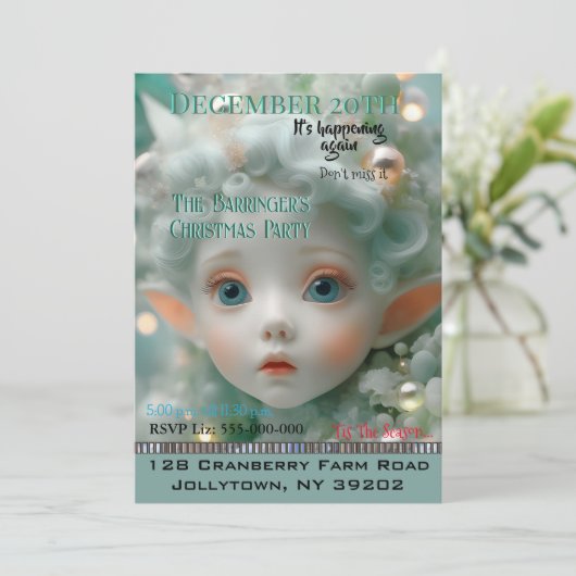 Sneeuwfee Jaarlijks Kerstfeest Uitnodigen Kaart (Staand voorkant)