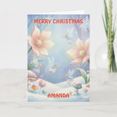 Sneeuwfee Kersttuin Kinderen Kaart (Voorkant)