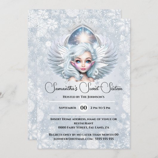 Sneeuwfee prinses winter sneeuwvlok pixie meisje kaart (Voorkant / Achterkant)