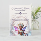 Sneeuwfee roze betoverd bos melanine meisje kaart (Staand voorkant)