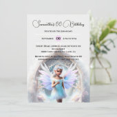 Sneeuwfee winterbos magische portaal grijs kaart (Staand voorkant)