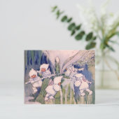 Sneeuwfeeën die sneeuw maken briefkaart (Staand voorkant)