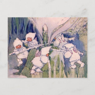 Sneeuwfeeën die sneeuw maken briefkaart