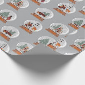 Sneeuwfeest met feestelijke Wereldbollen Cadeaupapier (Hoek)