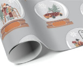 Sneeuwfeest met feestelijke Wereldbollen Cadeaupapier (Rol Hoek)