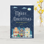 Sneeuwfeest op kerstvakantie foto gevouwen kaart (Gele Bloem)