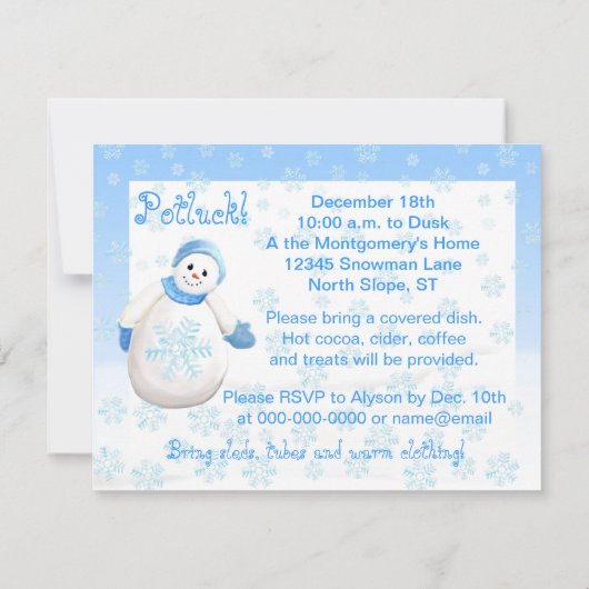 Sneeuwfeest Sneeuwfeest Kaart (Achterkant)