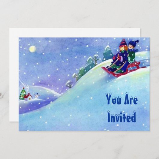 Sneeuwfeest winterslaappartij Aangepaste uitnodigi Kaart (Voorkant / Achterkant)