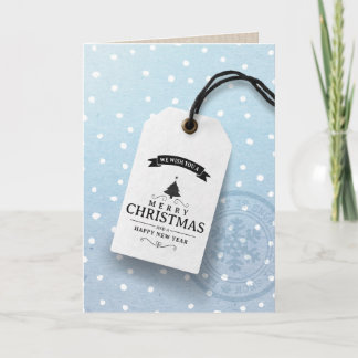 Sneeuwfeestdag met blauw kerstkaartje feestdagen kaart