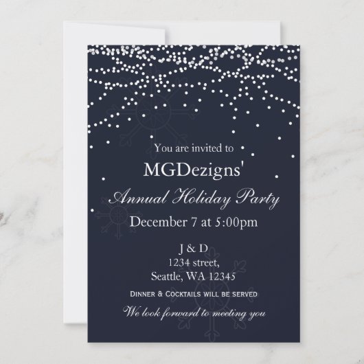 Sneeuwfeestelijke feestdag in het licht Uitnodigin Kaart (Voorkant)