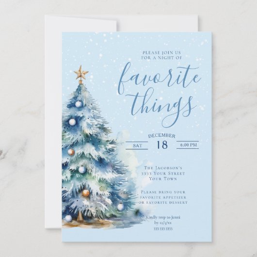 Sneeuwfeestelijke kerstdiner kaart (Voorkant)