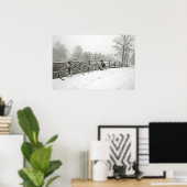 Sneeuwfietsen in Amsterdam, Nederland Poster (Thuiskantoor)