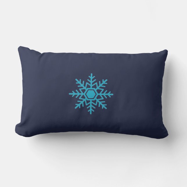 Sneeuwflake Blue Motif Winter Kussen (Voorkant)