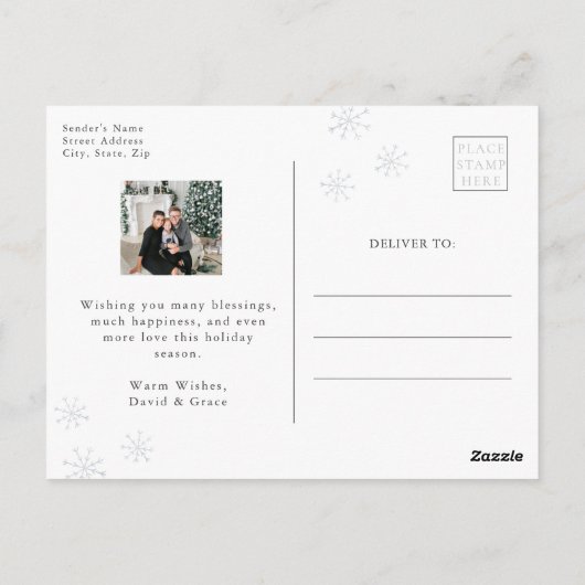 Sneeuwfoto-Feestdagen Briefkaart (Achterkant)