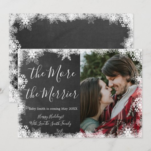 Sneeuwfoto Kerst zwangerschapsaankondiging kaarten (Voorkant / Achterkant)