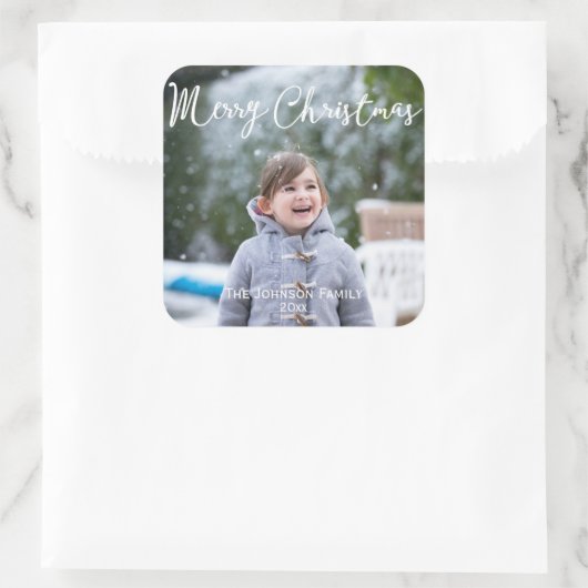 Sneeuwfoto kerstcadeautjes Stickers (Tas)