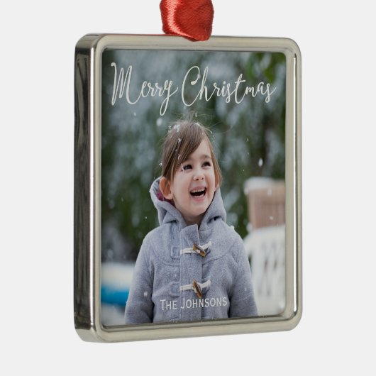 Sneeuwfoto met kerstpremium-Ornament Metalen Ornament (Rechts)