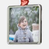 Sneeuwfoto met kerstpremium-Ornament Metalen Ornament (Links)