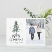 Sneeuwfoto van Merry kerstWaterverf Feestdagenkaart (Staand voorkant)