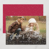 Sneeuwfoto voor pretkerst feestdagenkaart (Voorkant / Achterkant)