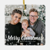 Sneeuwfotokerst Keramisch Ornament (Voorkant)