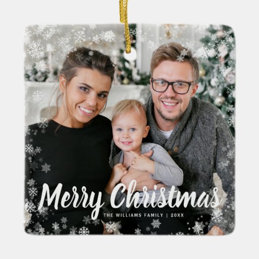 Sneeuwfotokerst Keramisch Ornament (Voorkant)