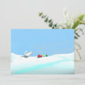 Sneeuwfox en Speelgoed trein Bedankkaart (Staand voorkant)