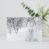 sneeuwfox in winterBossen Bedankkaart (Staand voorkant)